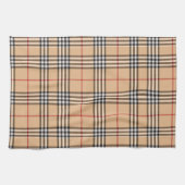 Chic Plaid Warm Tan Base Wit Zwart Bruin Tartan Theedoek (Horizontaal)