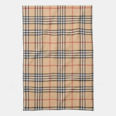 Chic Plaid Warm Tan Base Wit Zwart Bruin Tartan Theedoek (Verticaal)