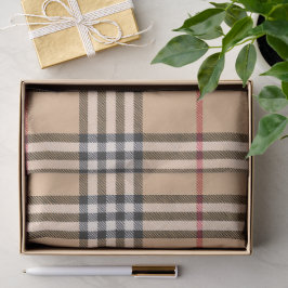 Chic Plaid Warm Tan Base Wit Zwart Bruin Tartan Tissuepapier