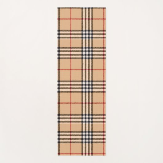 Chic Plaid Warm Tan Base Wit Zwart Bruin Tartan Yogamat (Voorkant)