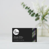 Chic Plain Black Kleurrijke Decor Stripes voeg Log Visitekaartje (Staand voorkant)