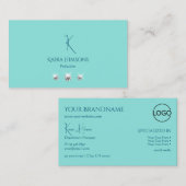 Chic Plain Blauwgroen met Monogram Logo en Glam Je Visitekaartje (Voorkant / Achterkant)