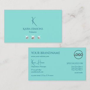 Chic Plain Blauwgroen met Monogram Logo en Glam Je Visitekaartje