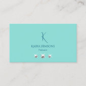Chic Plain Blauwgroen met Monogram Logo en Glam Je Visitekaartje (Voorkant)