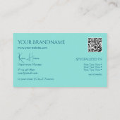 Chic Plain Blauwgroen met Monogram QR-code en juwe Visitekaartje (Achterkant)