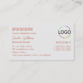 Chic Plain Coral Light Grey met Monogram en Logo Visitekaartje (Achterkant)