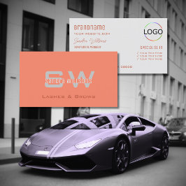 Chic Plain Coral Light Grey met Monogram en Logo Visitekaartje