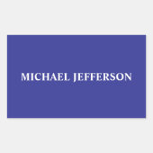 Chic Plain Deep Blue Persoonlijke naam Rechthoekige Sticker (Voorkant)