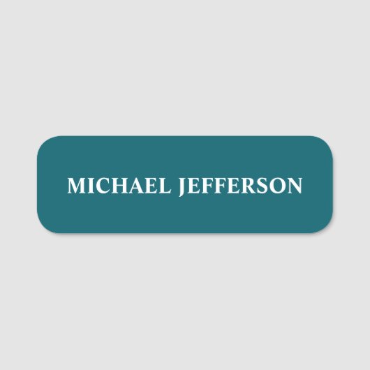 Chic Plain Donkere Blauwgroen Kleur Gepersonalisee Naamplaatje (Voorkant)