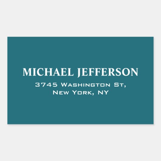 Chic Plain Donkere Blauwgroen Kleur Gepersonalisee Rechthoekige Sticker (Voorkant)