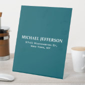 Chic Plain Donkere Blauwgroen Kleur Gepersonalisee Reclamebord Met Voetstuk (Insitu)