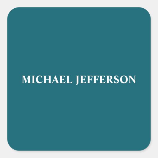 Chic Plain Donkere Blauwgroen Kleur Gepersonalisee Vierkante Sticker (Voorkant)