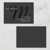 Chic Plain Grey Black Out Monogram Visitekaartje (Voorkant / Achterkant)