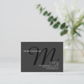 Chic Plain Grey Black Out Monogram Visitekaartje (Staand voorkant)