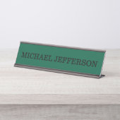 Chic Plain Hunter Groene Kleur Gepersonaliseerde C Bureau Naambordje (Voorkant)