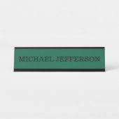 Chic Plain Hunter Groene Kleur Gepersonaliseerde C Bureau Naambordje (Voorkant)