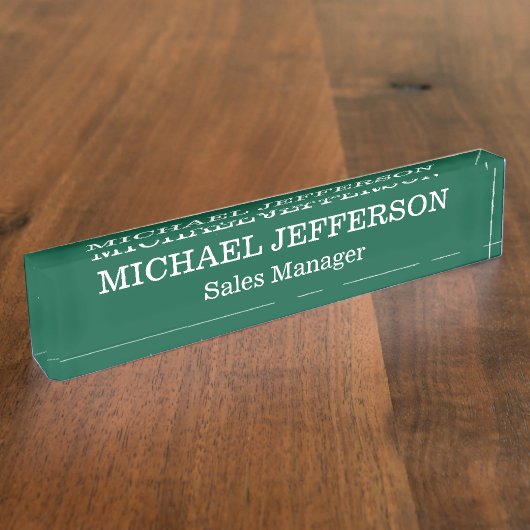 Chic Plain Hunter Groene Kleur Gepersonaliseerde C Naambordje (Zijkant)