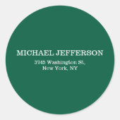 Chic Plain Hunter Groene Kleur Gepersonaliseerde C Ronde Sticker (Voorkant)