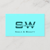 Chic Plain Light Dark Blauwgroen met Monogram en f Visitekaartje (Voorkant)