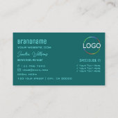 Chic Plain Light Dark Blauwgroen met Monogram en L Visitekaartje (Achterkant)