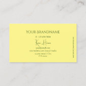 Chic Plain Light Yellow met monogram en juwelen Visitekaartje (Achterkant)