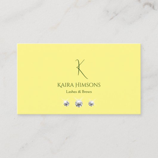 Chic Plain Light Yellow met monogram en juwelen Visitekaartje (Voorkant)