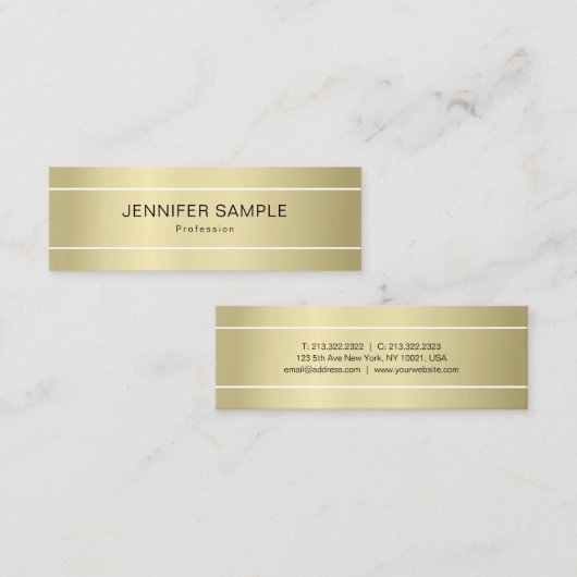 Chic Plain Modern Professional Elegant Gold-look Mini Visitekaartje (Voorkant / Achterkant)