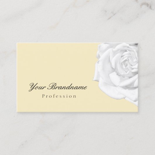 Chic Plain Peach Beige met Schattigee Witte Roos E Visitekaartje (Voorkant)