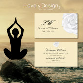 Chic Plain Peach Beige White Rose met Initialen Visitekaartje