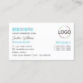 Chic Plain Sky Blue White met Monogram en Logo Visitekaartje (Achterkant)