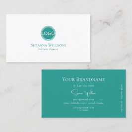 Chic Plain White en Blauwgroen met Logo Profession Visitekaartje