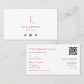 Chic Plain White met Monogram QRCode en Diamonds Visitekaartje (Voorkant / Achterkant)