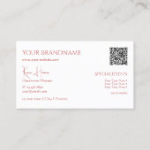 Chic Plain White met Monogram QRCode en Diamonds Visitekaartje (Achterkant)