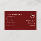 Chic Plain White Wine Red met Monogram en Logo Visitekaartje (Achterkant)
