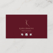 Chic Plain Wine Red met Monogram Foto en juwelen Visitekaartje (Voorkant)