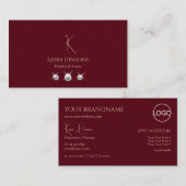 Chic Plain Wine Red met Monogram Logo en juwelen Visitekaartje (Voorkant / Achterkant)