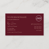 Chic Plain Wine Red met Monogram Logo en juwelen Visitekaartje (Achterkant)