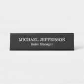 Chic Plain Zwart & Wit Kleur Gepersonaliseerde Cus Bureau Naambordje (Voorkant)