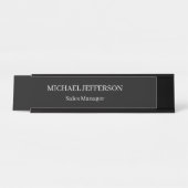 Chic Plain Zwart & Wit Kleur Gepersonaliseerde Cus Bureau Naambordje (Voorkant)
