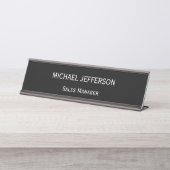 Chic Plain Zwart & Wit Kleur Gepersonaliseerde Cus Bureau Naambordje (Voorkant)