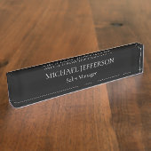 Chic Plain Zwart & Wit Kleur Gepersonaliseerde Cus Naambordje (Zijkant)