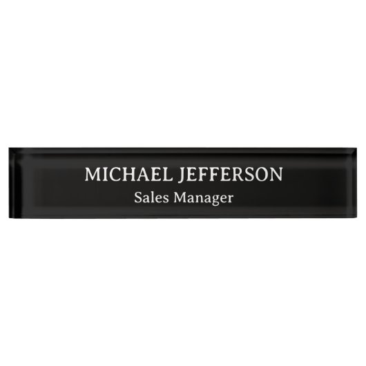 Chic Plain Zwart & Wit Kleur Gepersonaliseerde Cus Naambordje (Voorkant)