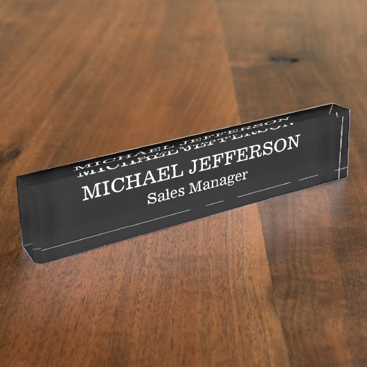 Chic Plain Zwart & Wit Kleur Gepersonaliseerde Cus Naambordje (Zijkant)