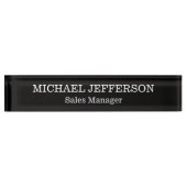 Chic Plain Zwart & Wit Kleur Gepersonaliseerde Cus Naambordje (Voorkant)