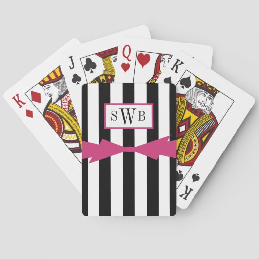 CHIC PLAYCARDS_BLACK/WHITE STRIPES/PINK SPEELKAARTEN (Achterkant)