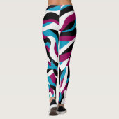 Chic Playful Abstract Retro Wavy Blauw-Roze Leggings (Achterkant)