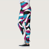 Chic Playful Abstract Retro Wavy Blauw-Roze Leggings (Links)