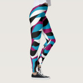 Chic Playful Abstract Retro Wavy Blauw-Roze Leggings (Rechts)