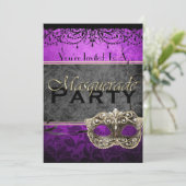 Chic  Plum Masquerade-uitnodigingen Kaart (Staand voorkant)