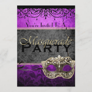 Chic  Plum Masquerade-uitnodigingen Kaart
